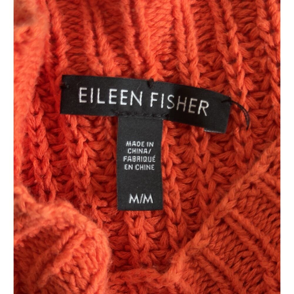 Eileen Fisher Orange Organic Cotton Chunky Oversized Cropped Boxy Sweater Size M - Picture 4 of 7